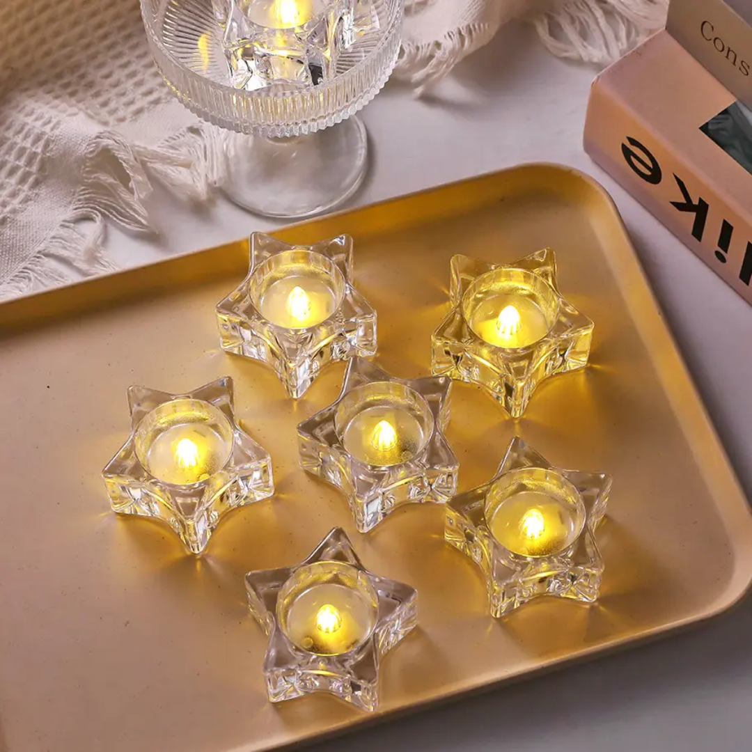 The Flair Store™ Twinkling Star Crystal LED Battery Operated Flameless & Smokeless Candles