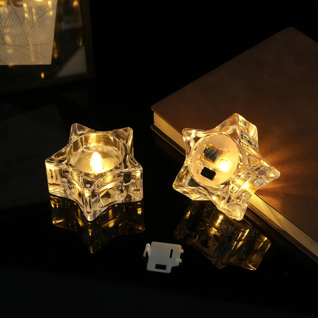 The Flair Store™ Twinkling Star Crystal LED Battery Operated Flameless & Smokeless Candles