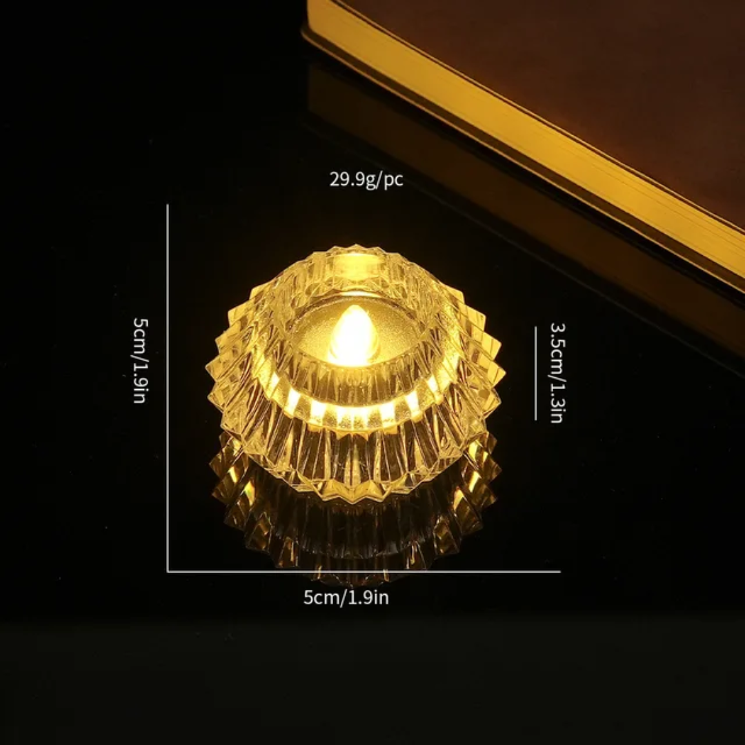 The Flair Store™ Crystal Diamond Shaped LED Diya for Diwali, Festivals, Puja & Luxe Home Decor