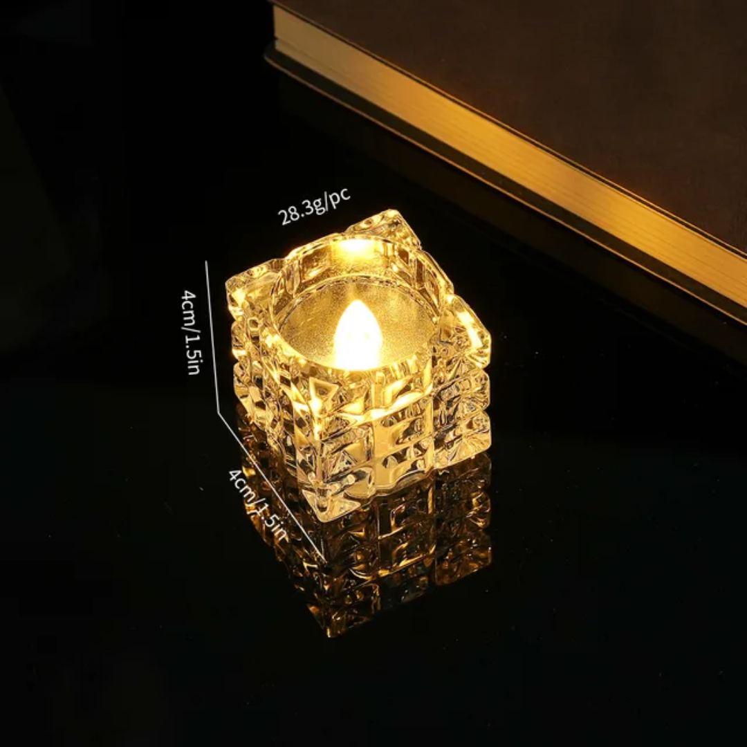 The Flair Store™ Cube Shaped LED Flameless Flickering Candles for Diwali, Party, Festival