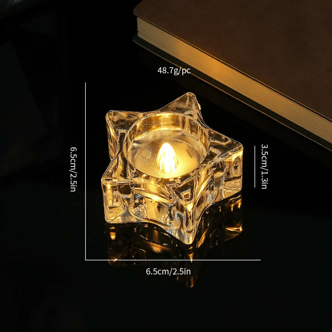 The Flair Store™ Twinkling Star Crystal LED Battery Operated Flameless & Smokeless Candles