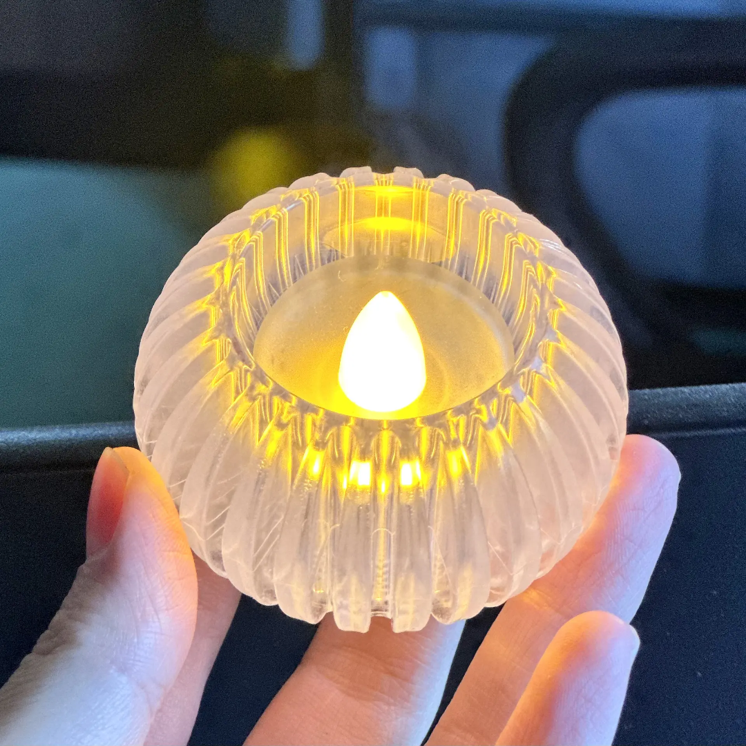 The Flair Store™ Crystal Round LED Diya for Home Décor, Festivals & Pooja, Diwali & Gifting