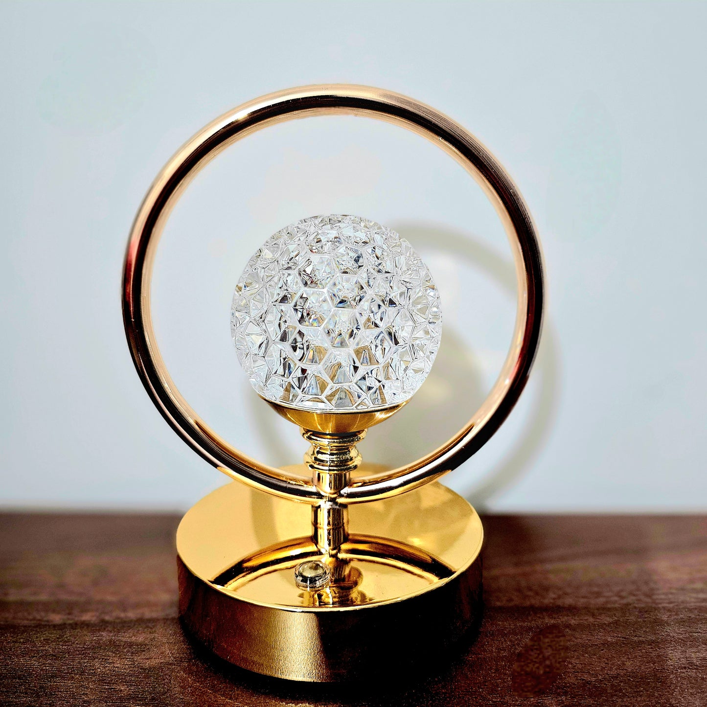 The Flair Store™ Crystal Diamond Round Ring Table Lamp, Night Stand Light for Bedroom, Living Room