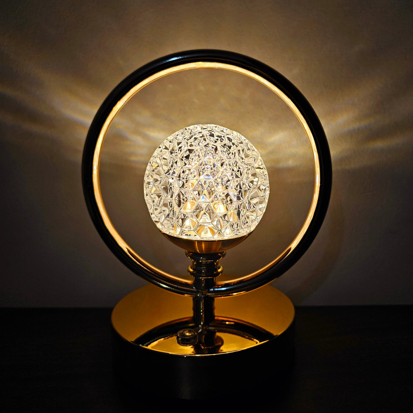The Flair Store™ Crystal Diamond Round Ring Table Lamp, Night Stand Light for Bedroom, Living Room