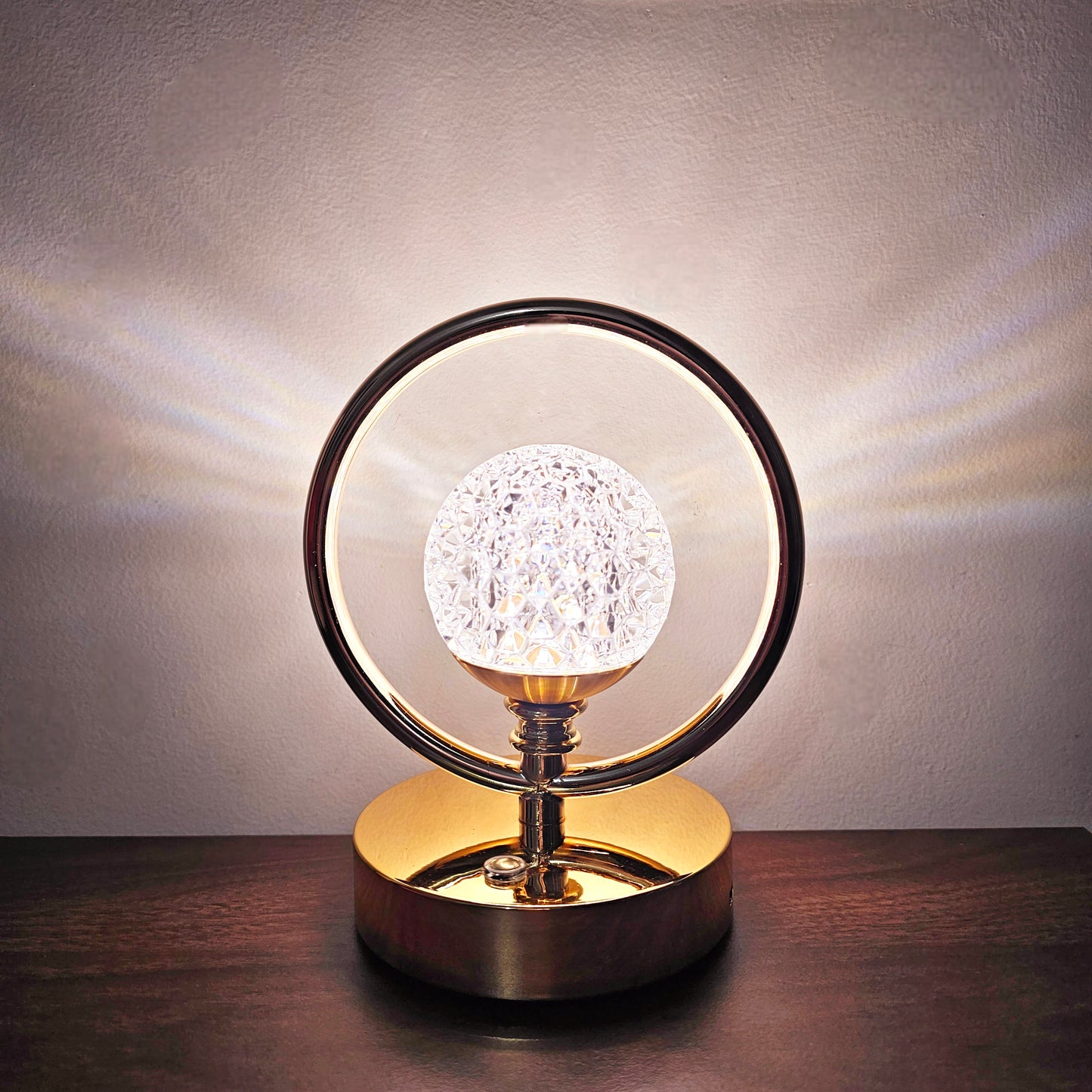The Flair Store™ Crystal Diamond Round Ring Table Lamp, Night Stand Light for Bedroom, Living Room