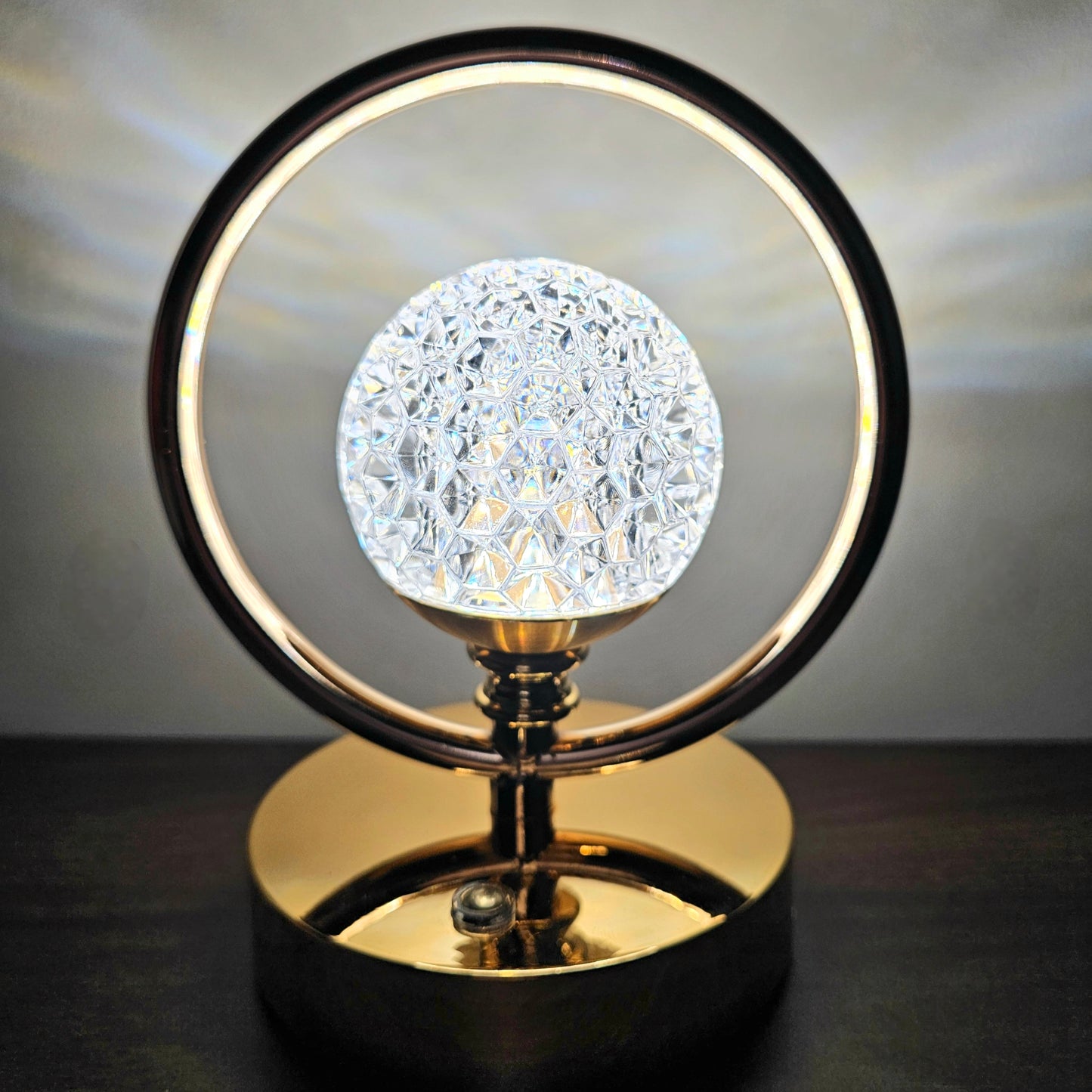 The Flair Store™ Crystal Diamond Round Ring Table Lamp, Night Stand Light for Bedroom, Living Room