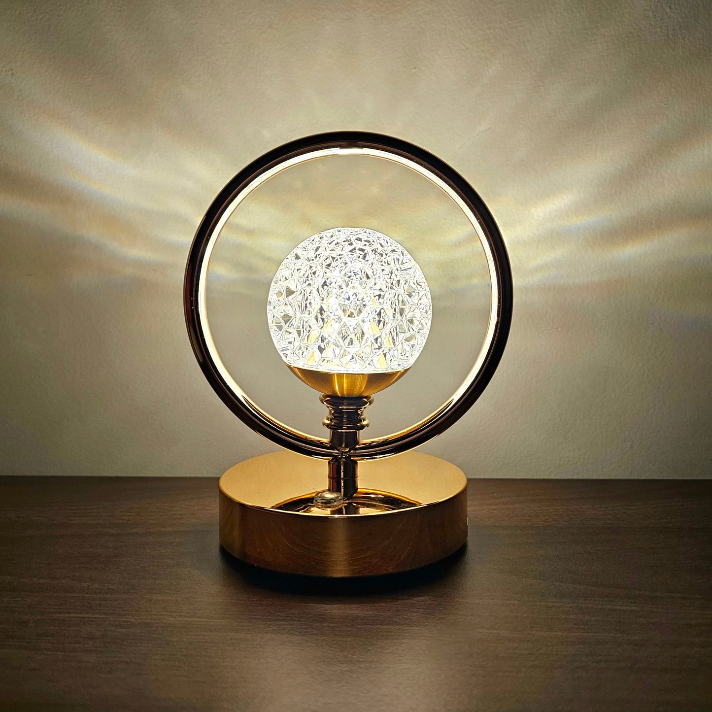 The Flair Store™ Crystal Diamond Round Ring Table Lamp, Night Stand Light for Bedroom, Living Room