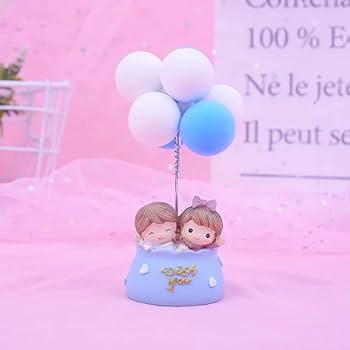 The Flair Store™ Valentine Gift for Girlfriend Boyfriend -Romantic Couple Miniature Statue with Balloons in Pot Decorative Showpiece Gift for Him Her Anniversary Wedding Birthday