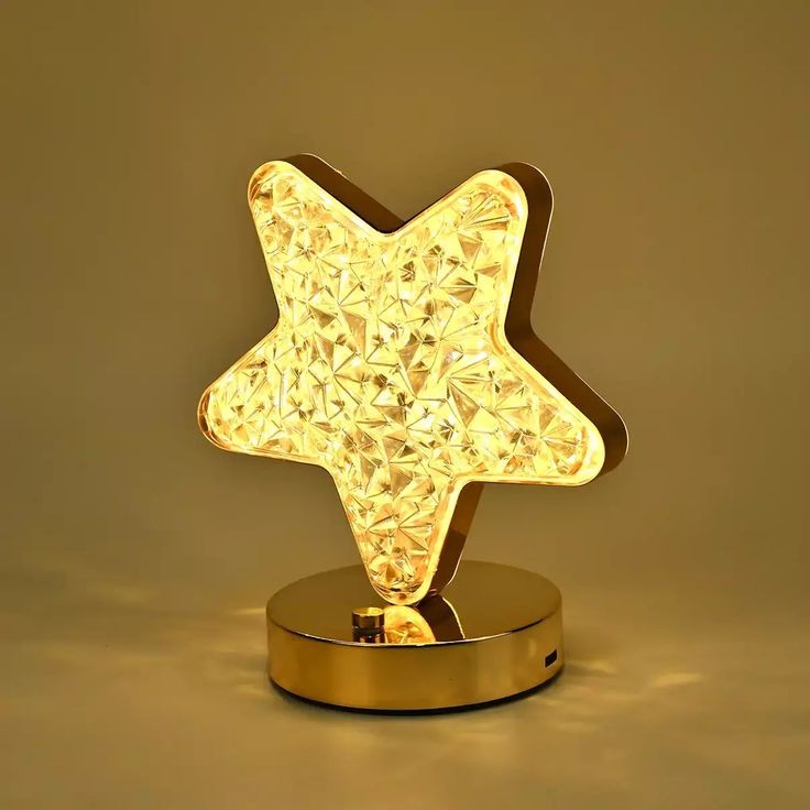 The Flair Store™ Crystal Diamond Table Lamp, Touch Control, 3 Way Dimmable, USB Rechargeable, Night Stand Light for Bedroom, Living Room 3-Modes LED Light (STAR)