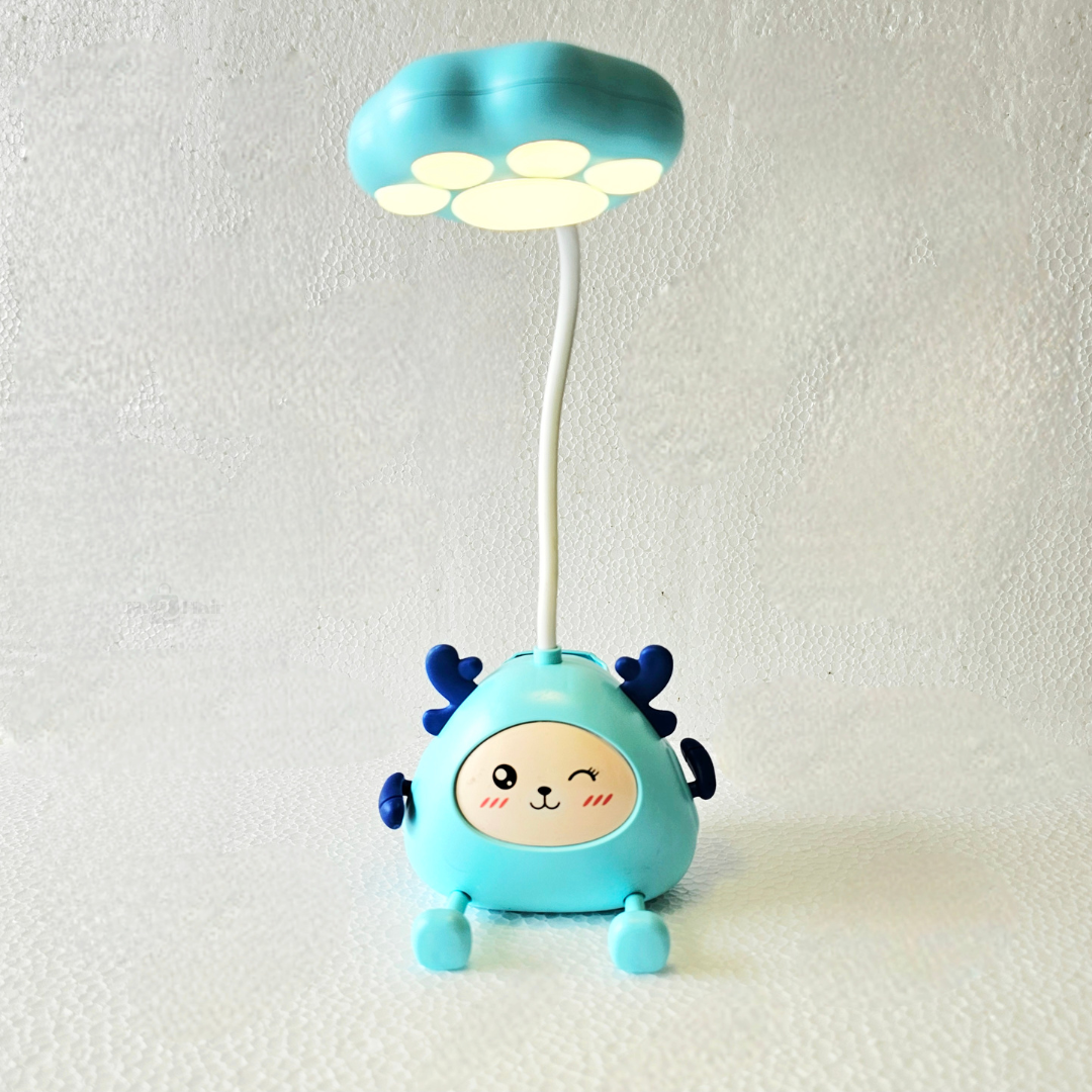 The Flair Store™ Cute Cartoon Study Lamp for Kids-Adjustable Neck, with mobile & pen Holder (Pack of 1)