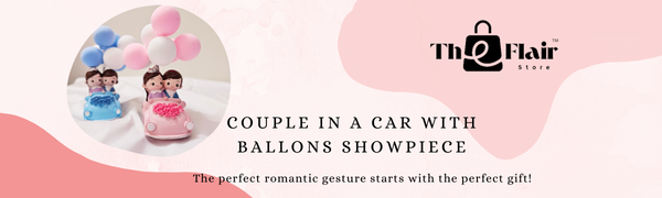The Flair Store™ Valentine Gift for Girlfriend Boyfriend-Romantic Couple Miniature Statue with Balloons on a Car Decorative Showpiece Gift for Him Her Anniversary Wedding