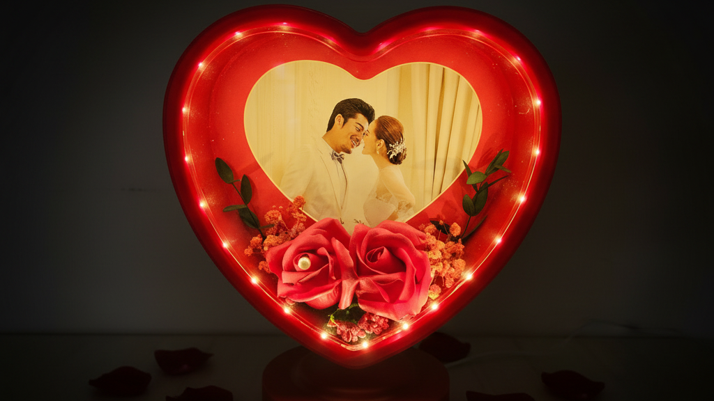 Personalized Heart Shape LED Photo Frame | Customizable Romantic Gift