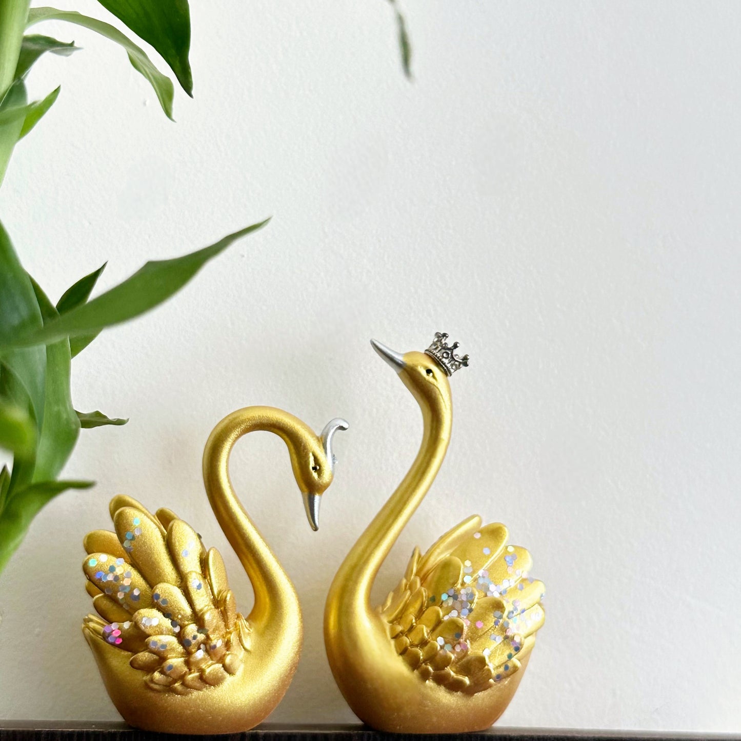 The Flair Store™ Lucky Swan Couple crystal wings showpiece for Home Living room Decor (Set of 2 Pc)