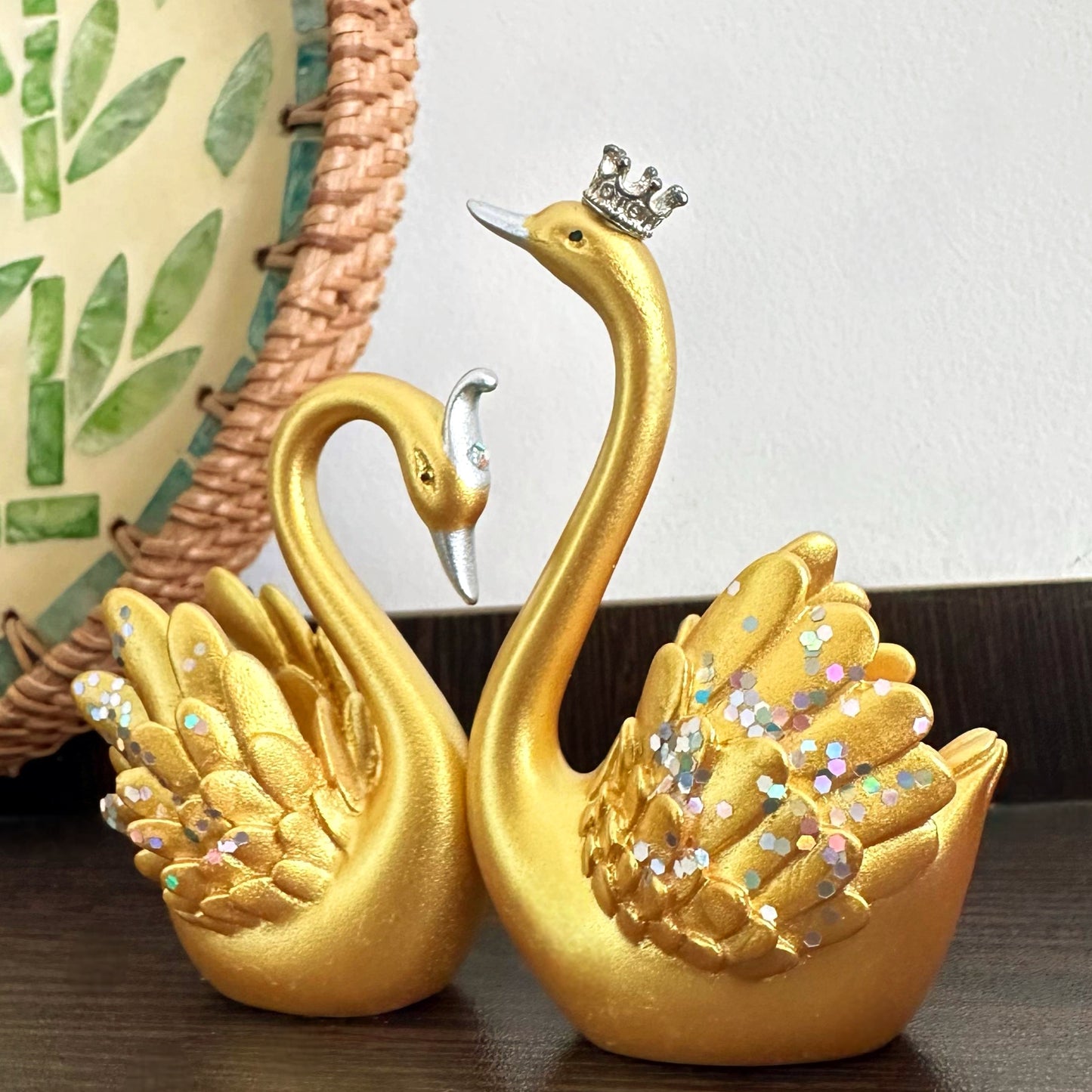The Flair Store™ Lucky Swan Couple crystal wings showpiece for Home Living room Decor (Set of 2 Pc)