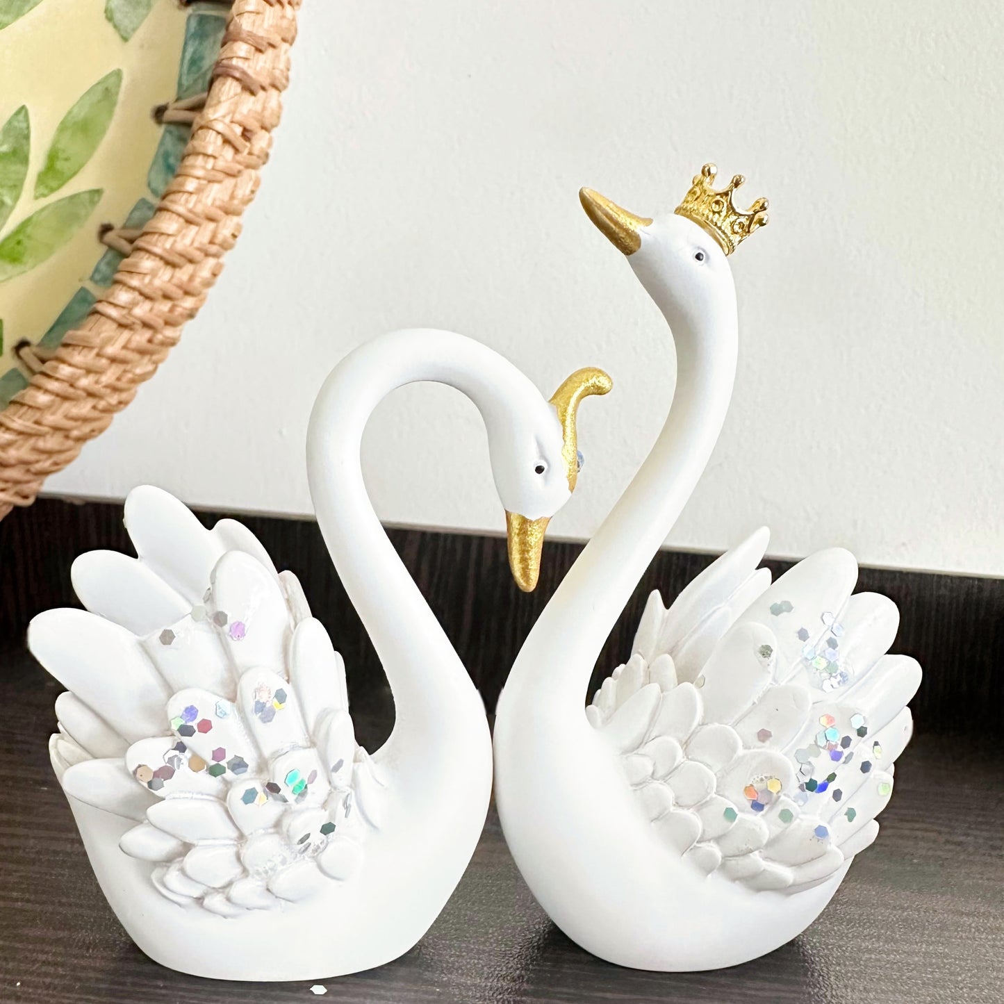 The Flair Store™ Lucky Swan Couple crystal wings showpiece for Home Living room Decor (Set of 2 Pc)