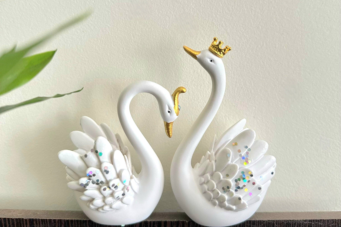 The Flair Store™ Lucky Swan Couple crystal wings showpiece for Home Living room Decor (Set of 2 Pc)