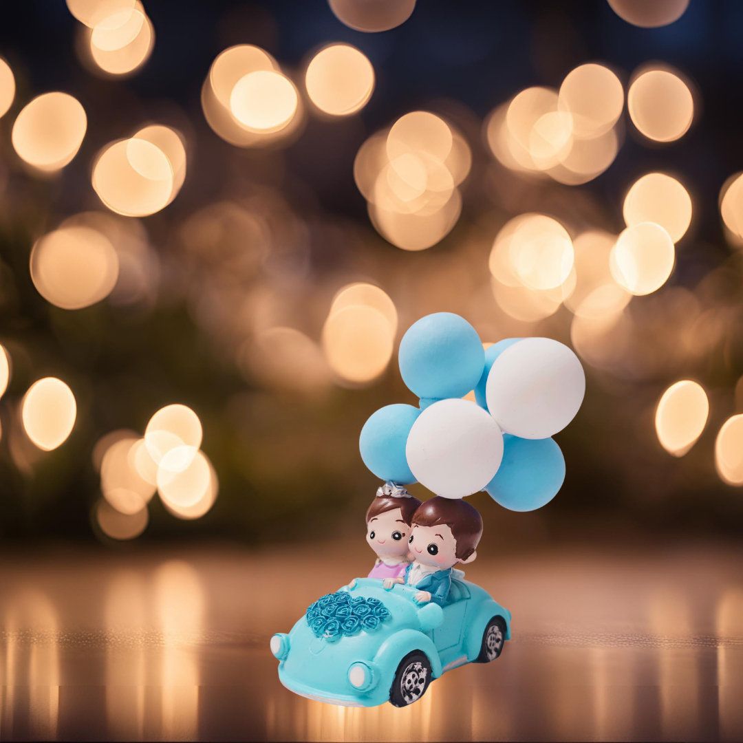 The Flair Store™ Valentine Gift for Girlfriend Boyfriend-Romantic Couple Miniature Statue with Balloons on a Car Decorative Showpiece Gift for Him Her Anniversary Wedding