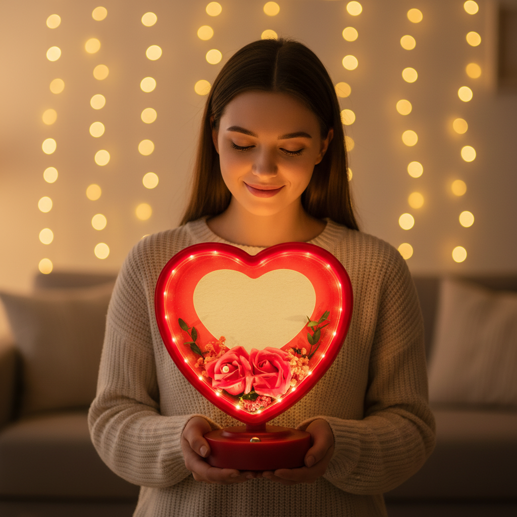 Personalized Heart Shape LED Photo Frame | Custom Romantic Gift