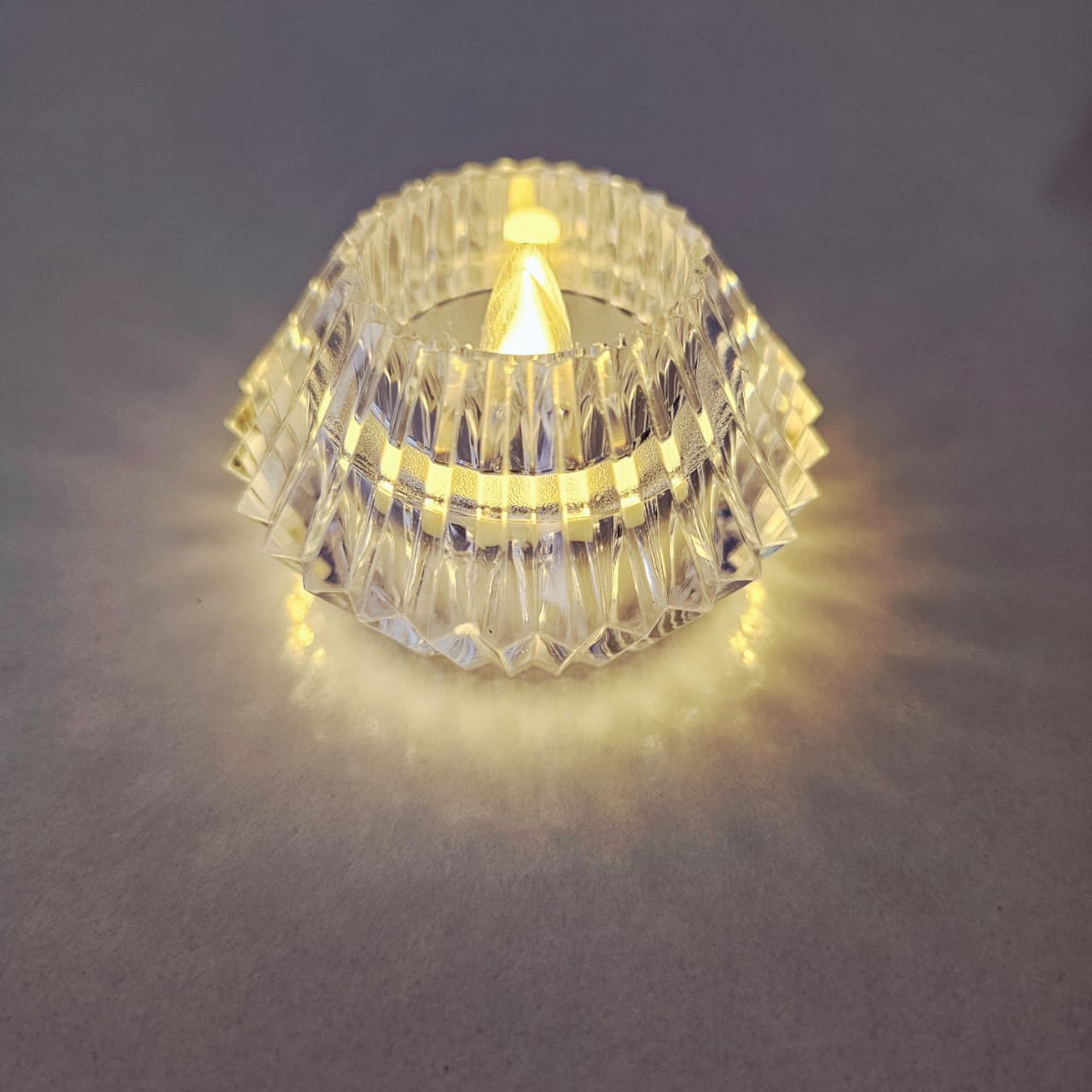 The Flair Store™ Crystal Diamond Shaped LED Diya for Diwali, Festivals, Puja & Luxe Home Decor