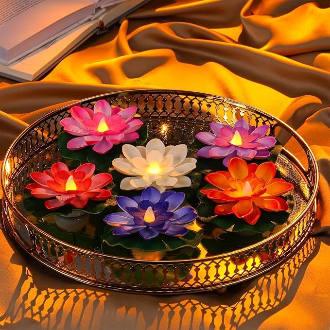 The Flair Store™ Flameless Water Sensor Lotus LED Candle - Floating Flower Candles (Multicolor)