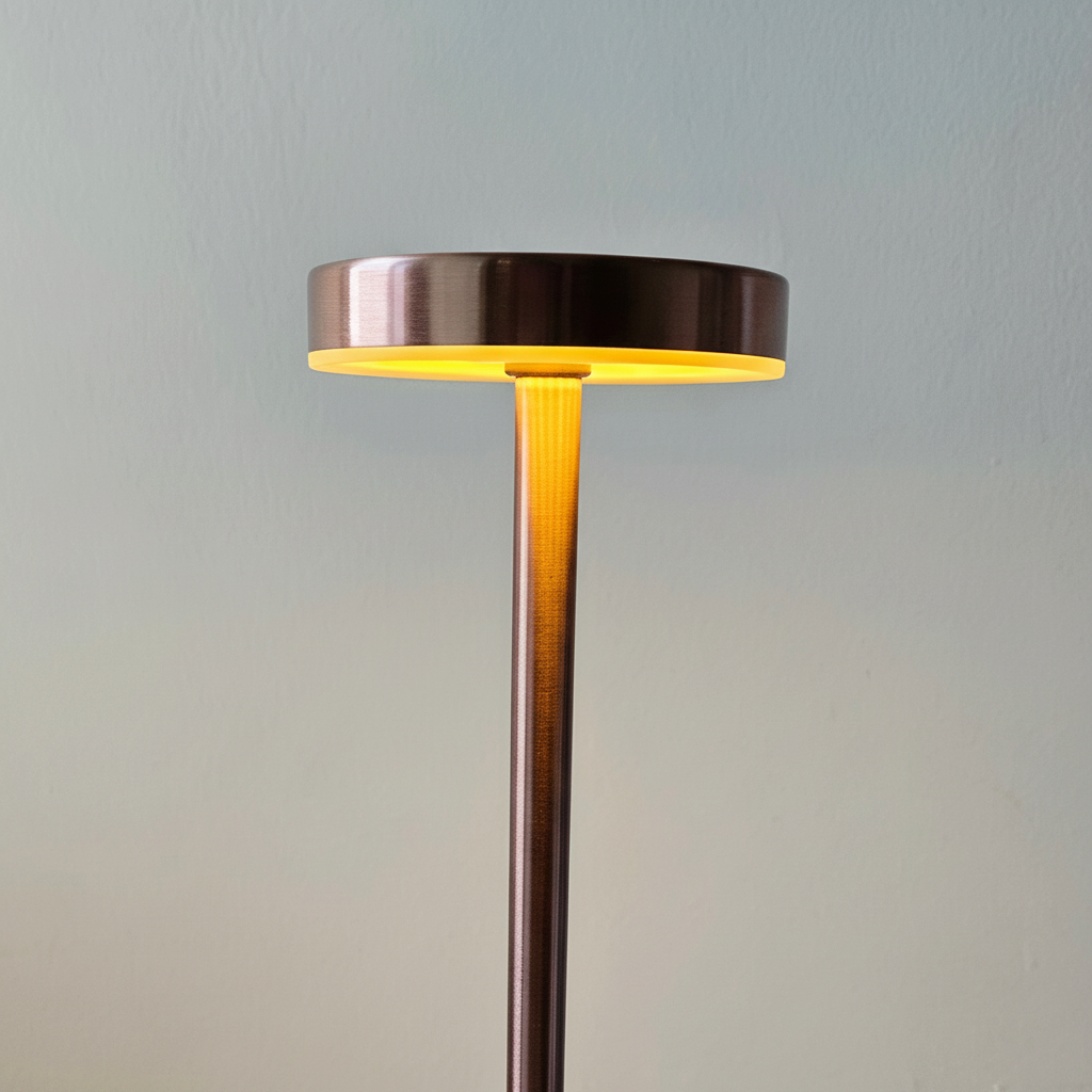 The Flair Store™ Round Stand LED Metal Table Lamp with Touch Control | Rechargeable Wireless Desk Lamp | Dimmable Warm Light
