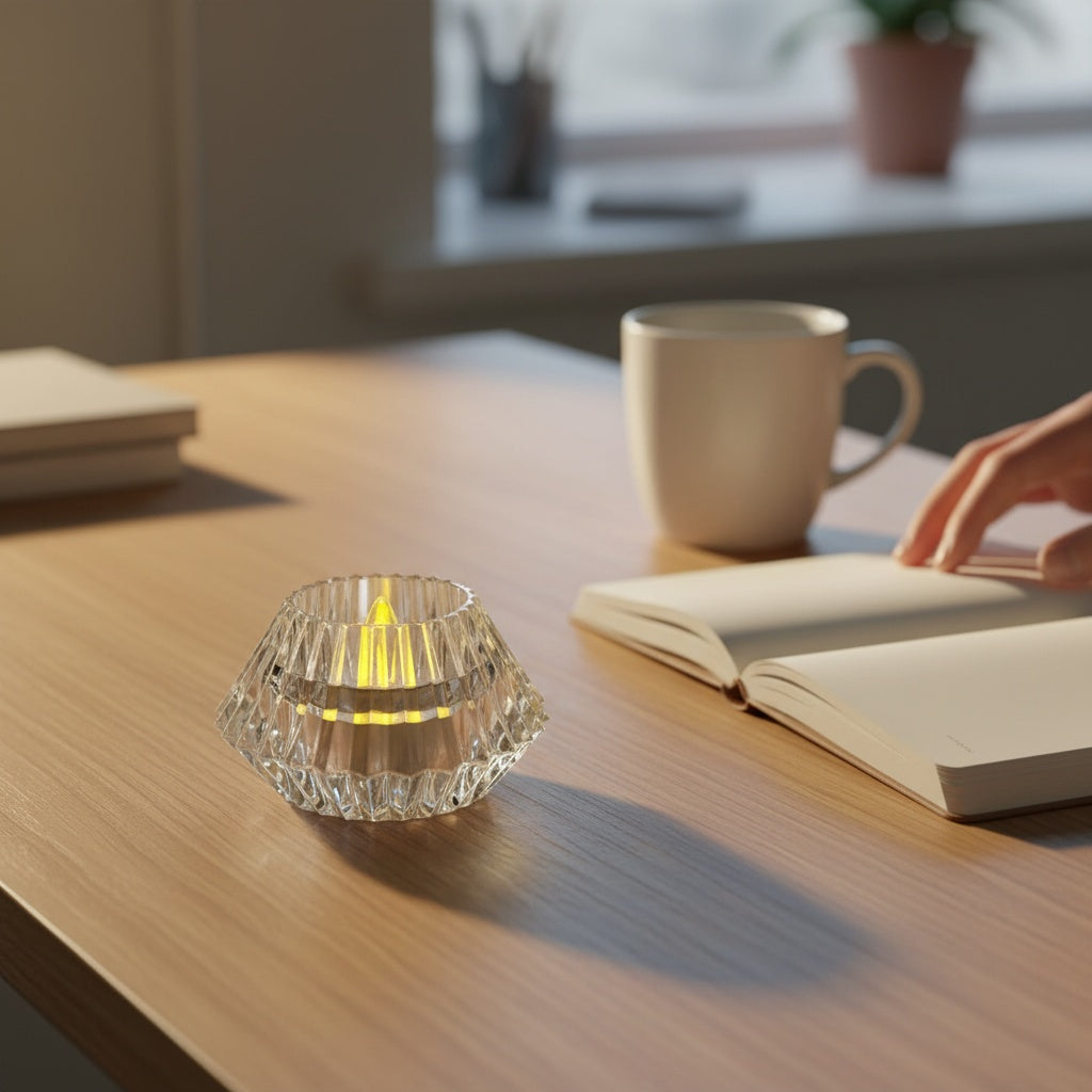 The Flair Store™ Crystal Diamond Shaped LED Diya for Diwali, Festivals, Puja & Luxe Home Decor