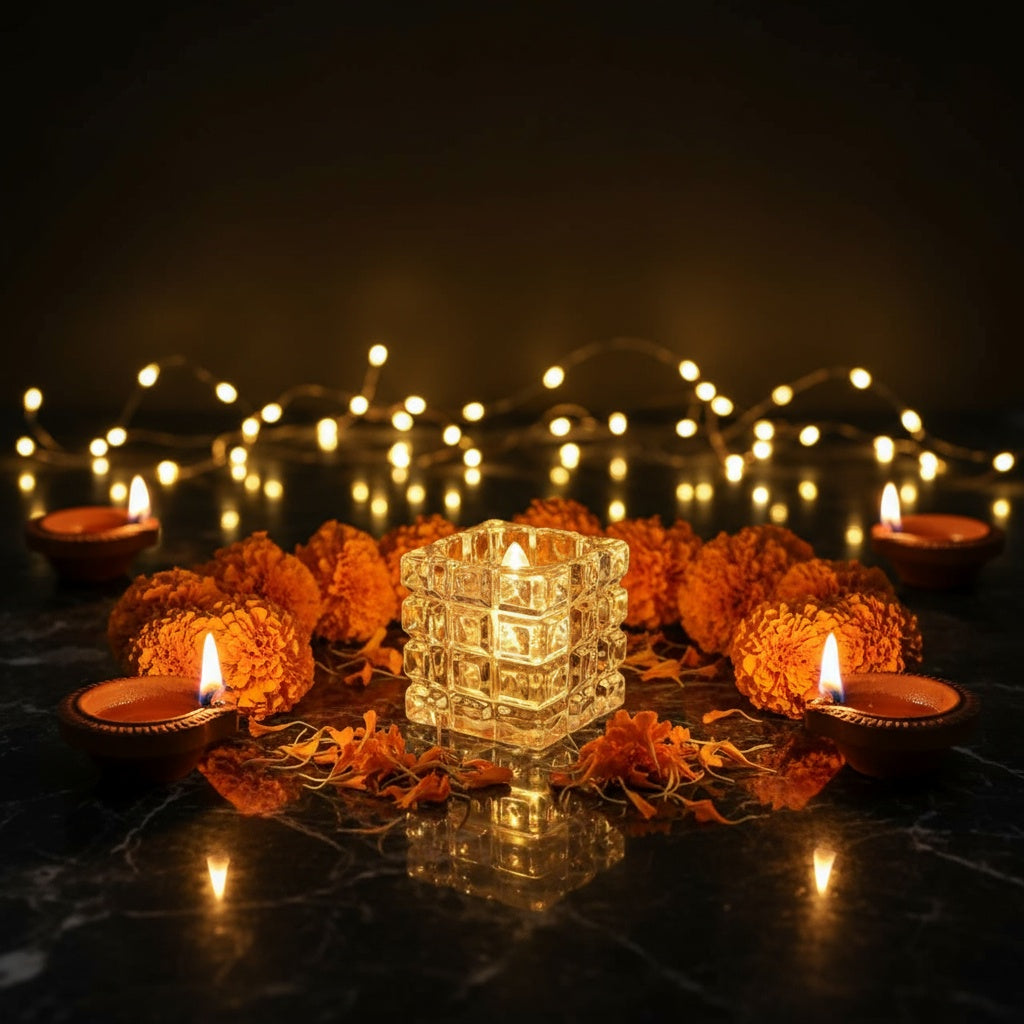 The Flair Store™ Cube Shaped LED Flameless Flickering Candles for Diwali, Party, Festival
