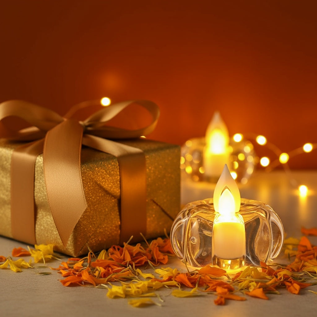 The Flair Store™ Round LED Tealight Flameless Flickering Candles for Diwali Festival