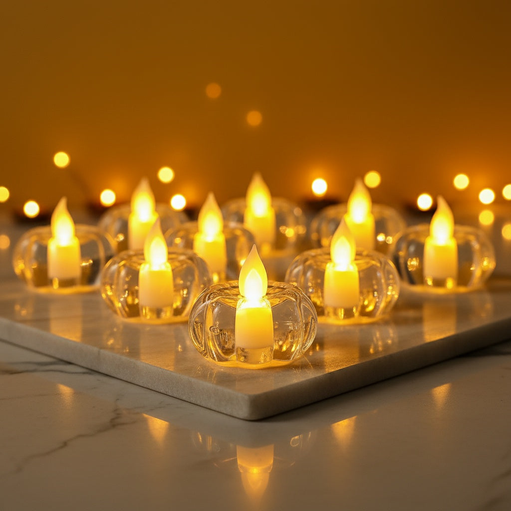 The Flair Store™ Round LED Tealight Flameless Flickering Candles for Diwali Festival