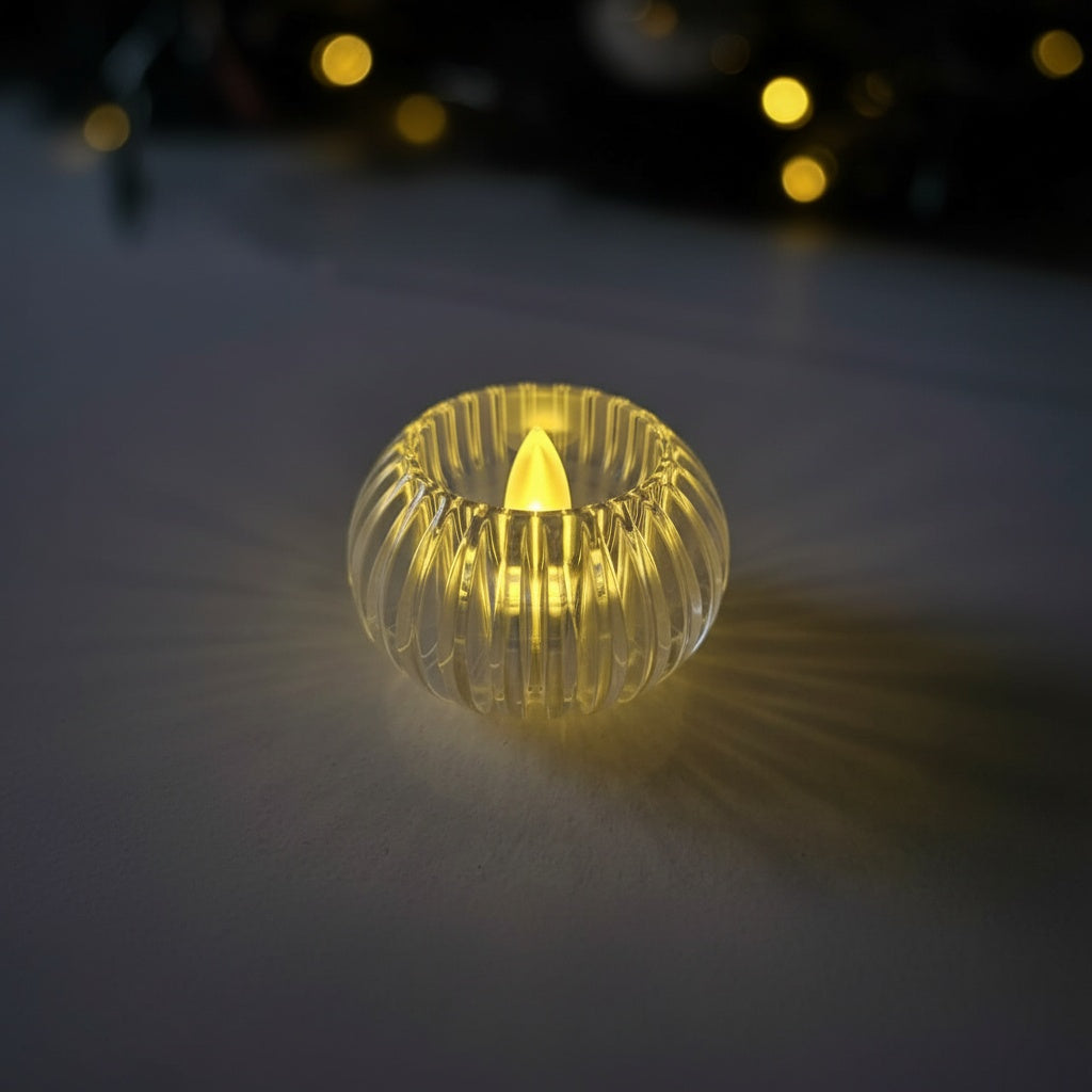 The Flair Store™ Crystal Round LED Diya for Home Décor, Festivals & Pooja, Diwali & Gifting