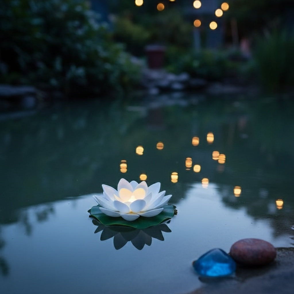 The Flair Store™ Flameless Water Sensor Lotus LED Candle - Floating Flower Candles (Multicolor)