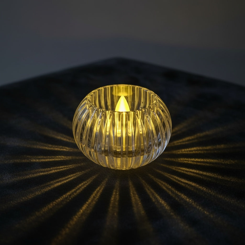 The Flair Store™ Crystal Round LED Diya for Home Décor, Festivals & Pooja, Diwali & Gifting
