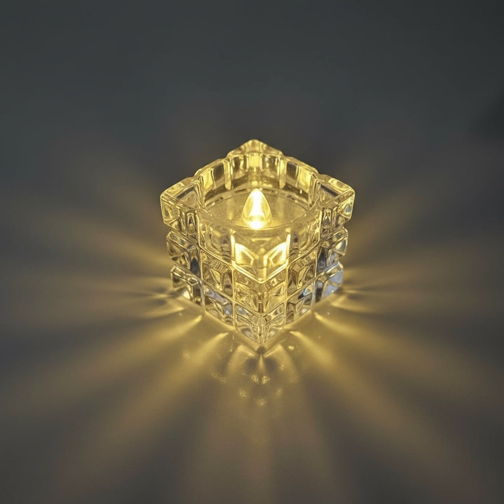 The Flair Store™ Cube Shaped LED Flameless Flickering Candles for Diwali, Party, Festival