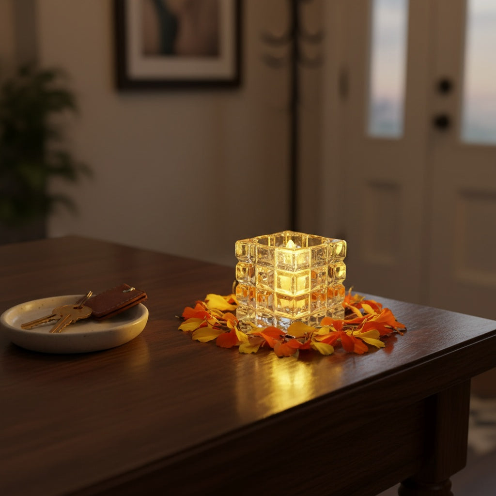 The Flair Store™ Cube Shaped LED Flameless Flickering Candles for Diwali, Party, Festival