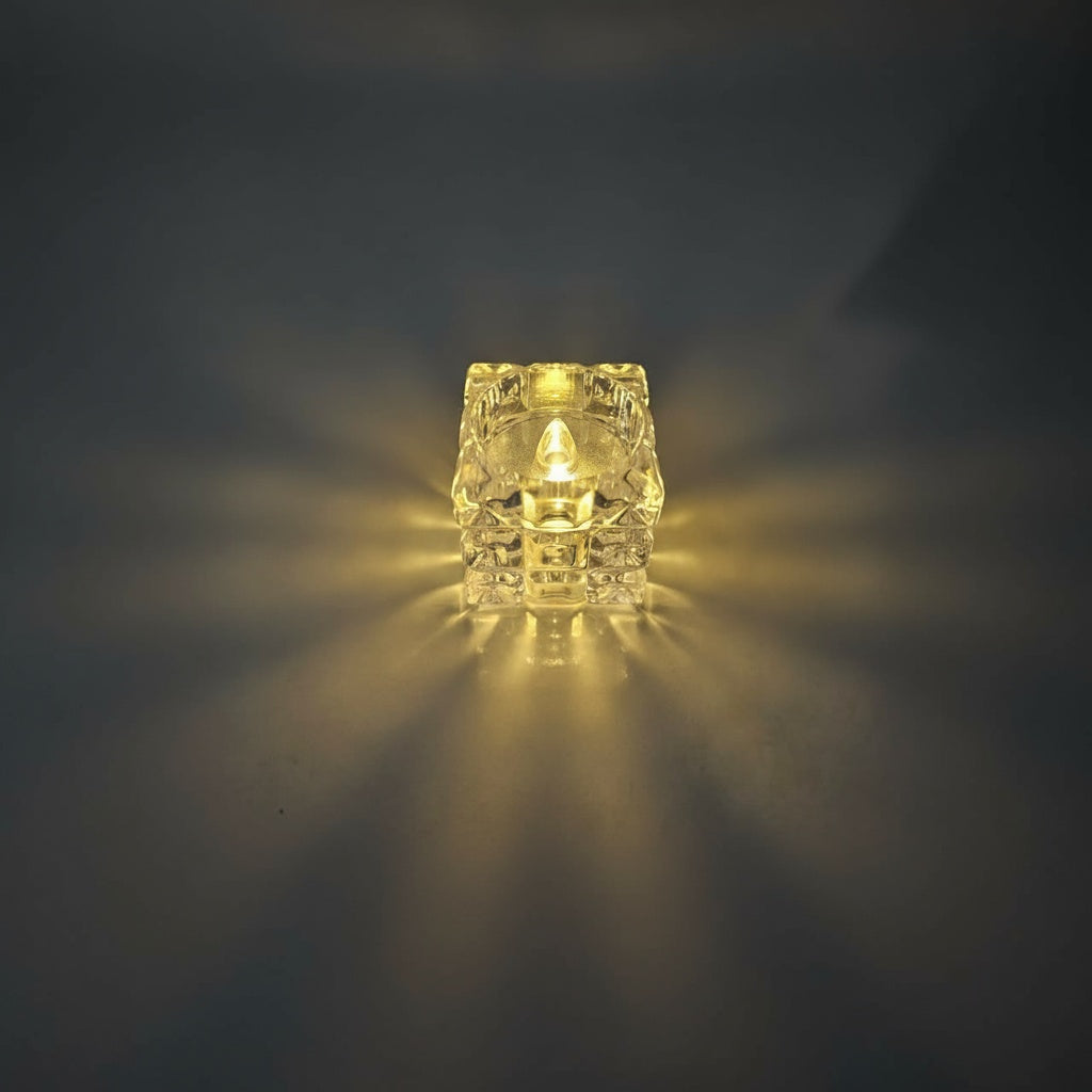 The Flair Store™ Cube Shaped LED Flameless Flickering Candles for Diwali, Party, Festival