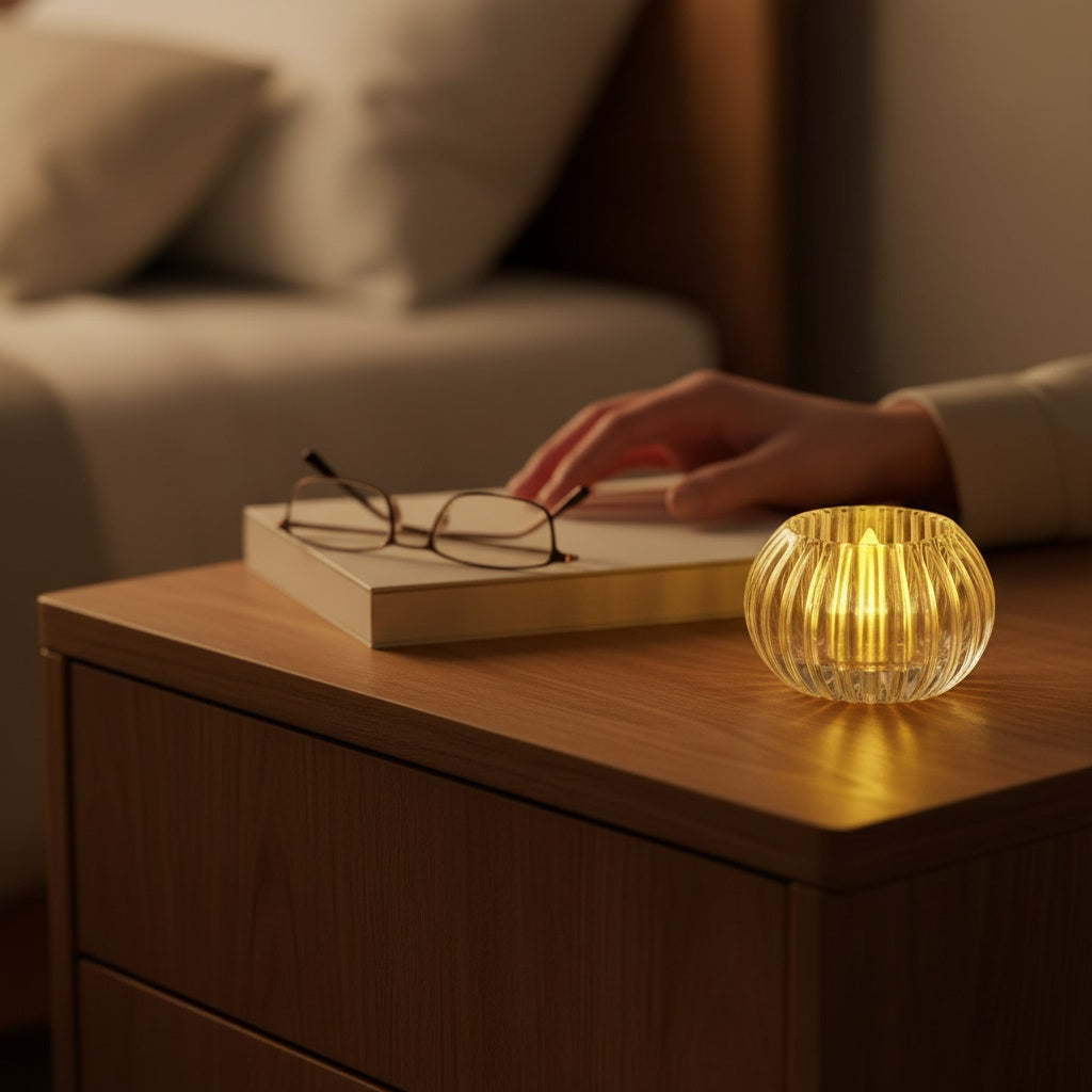 The Flair Store™ Crystal Round LED Diya for Home Décor, Festivals & Pooja, Diwali & Gifting