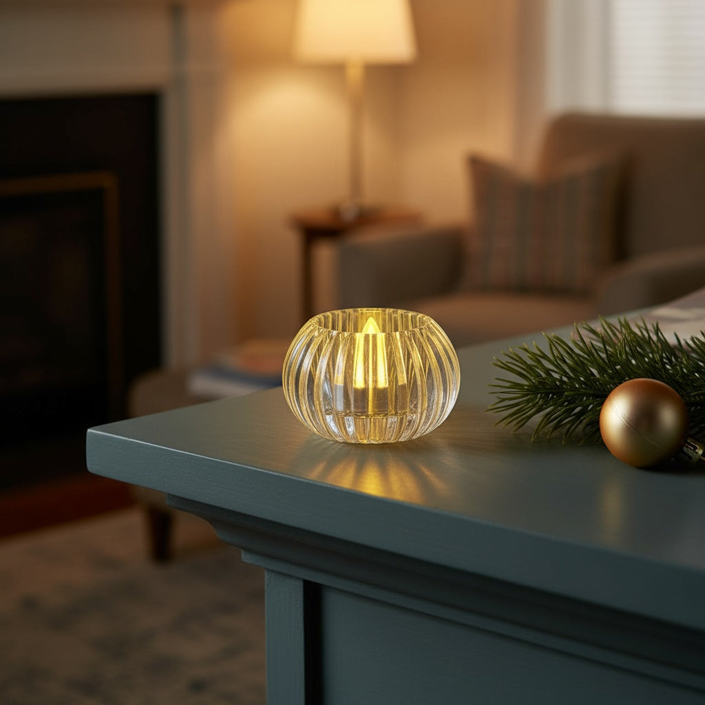The Flair Store™ Crystal Round LED Diya for Home Décor, Festivals & Pooja, Diwali & Gifting