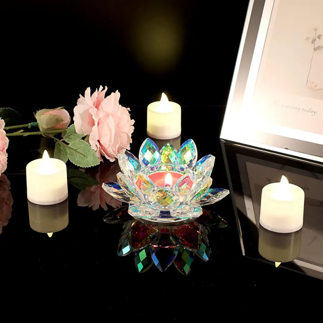The Flair Store™ Multicolor Crystal Lotus Fengshui for Positive Energy, Glass Kamal Flower for Vaastu, Love, Harmony