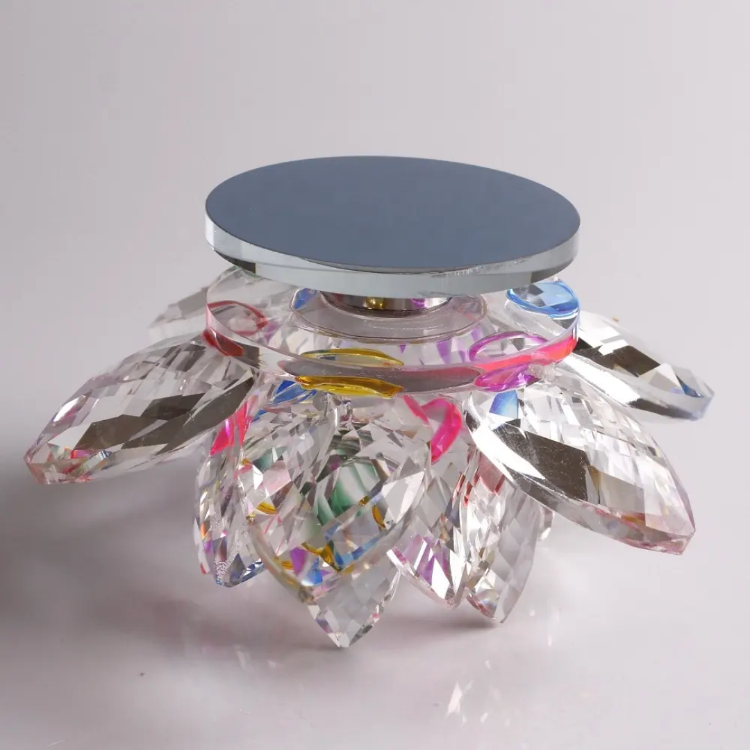 The Flair Store™ Multicolor Crystal Lotus Fengshui for Positive Energy, Glass Kamal Flower for Vaastu, Love, Harmony