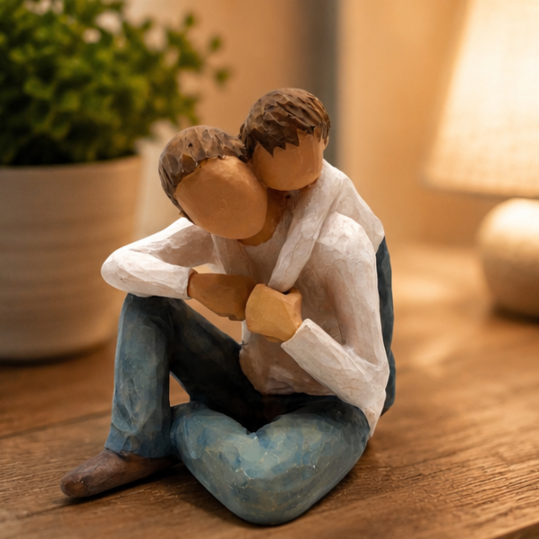 Dad and Son Decorative Figurine- Modern Tabletop Showpiece
