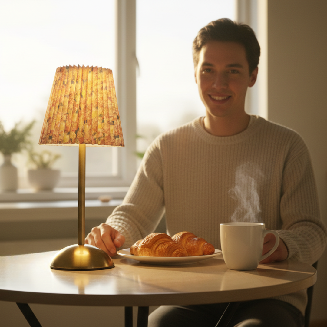 The Flair Store™ Modern Minimalist Table Lamp with Fabric Shade – Warm Ambient Bedside & Café Light