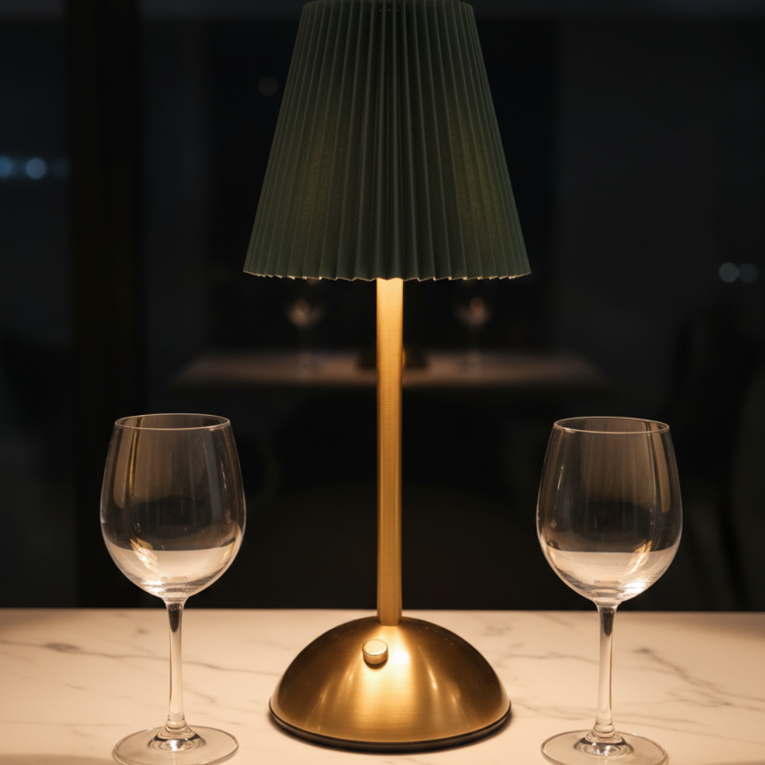 The Flair Store™ Modern Minimalist Table Lamp with Fabric Shade – Warm Ambient Bedside & Café Light