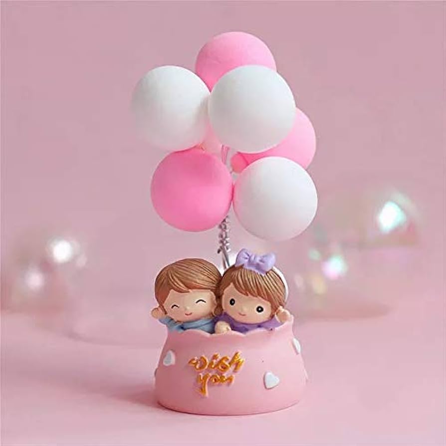 The Flair Store™ Valentine Gift for Girlfriend Boyfriend -Romantic Couple Miniature Statue with Balloons in Pot Decorative Showpiece Gift for Him Her Anniversary Wedding Birthday
