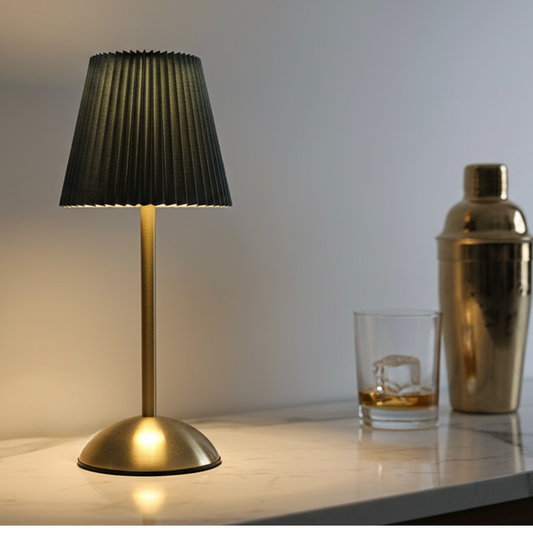 The Flair Store™ Modern Minimalist Table Lamp with Fabric Shade – Warm Ambient Bedside & Café Light (Green)