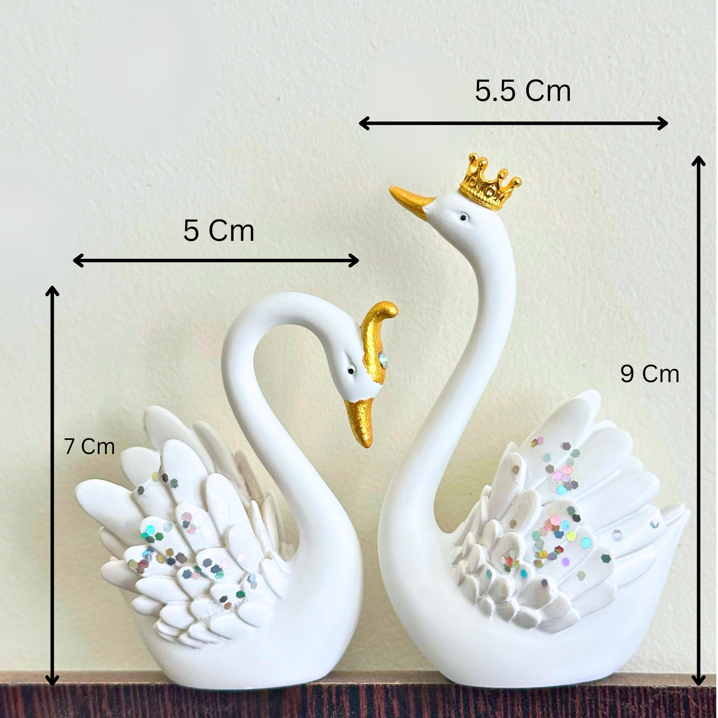 The Flair Store™ Lucky Swan Couple crystal wings showpiece for Home Living room Decor (Set of 2 Pc)