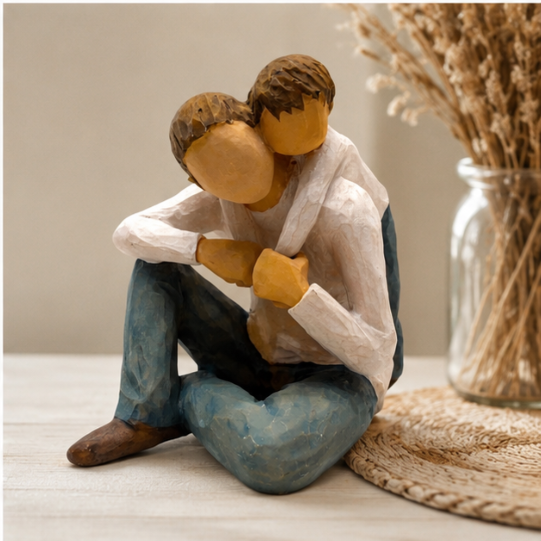 Dad and Son Decorative Figurine- Modern Tabletop Showpiece