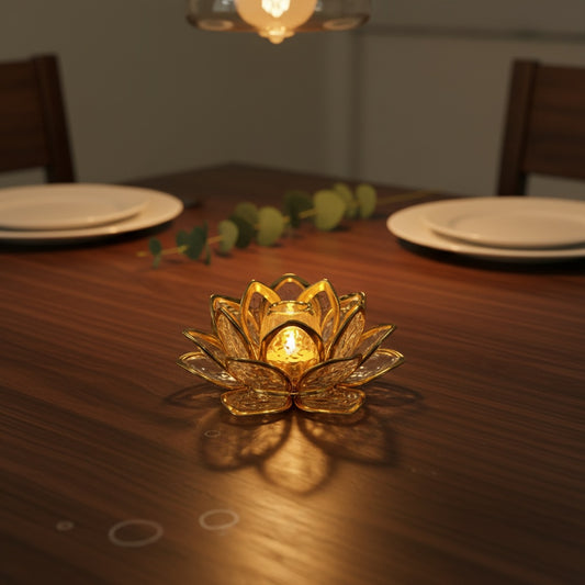 The Flair Store™ Gold Lotus Flower LED Tealight Candle for Christmas, Diwali Festival