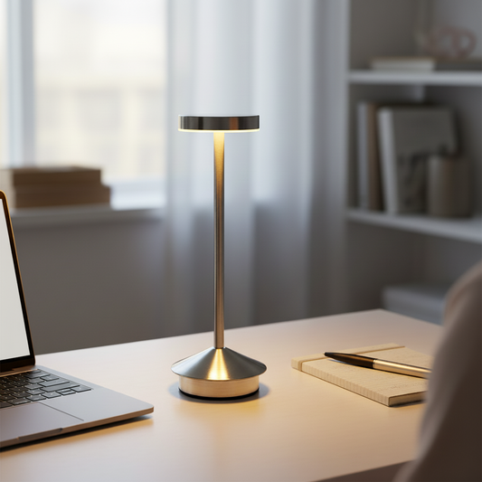 The Flair Store™ Tall Round Modern LED Desk Lamp | Minimal sleek Metal  Lamp for Restaurant, cafe, Office & Bedroom