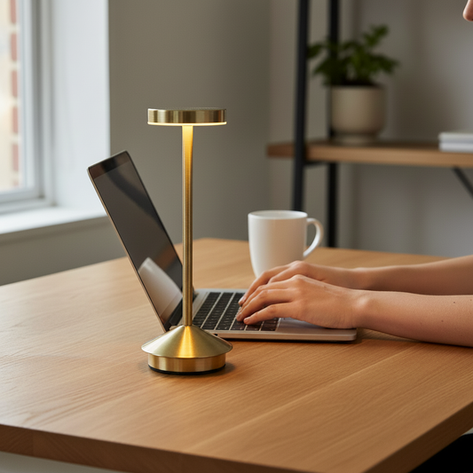 Tall Round Modern LED Desk Lamp | Minimal sleek Metal Lamp for Restaurants, cafe, Office & Bedroom