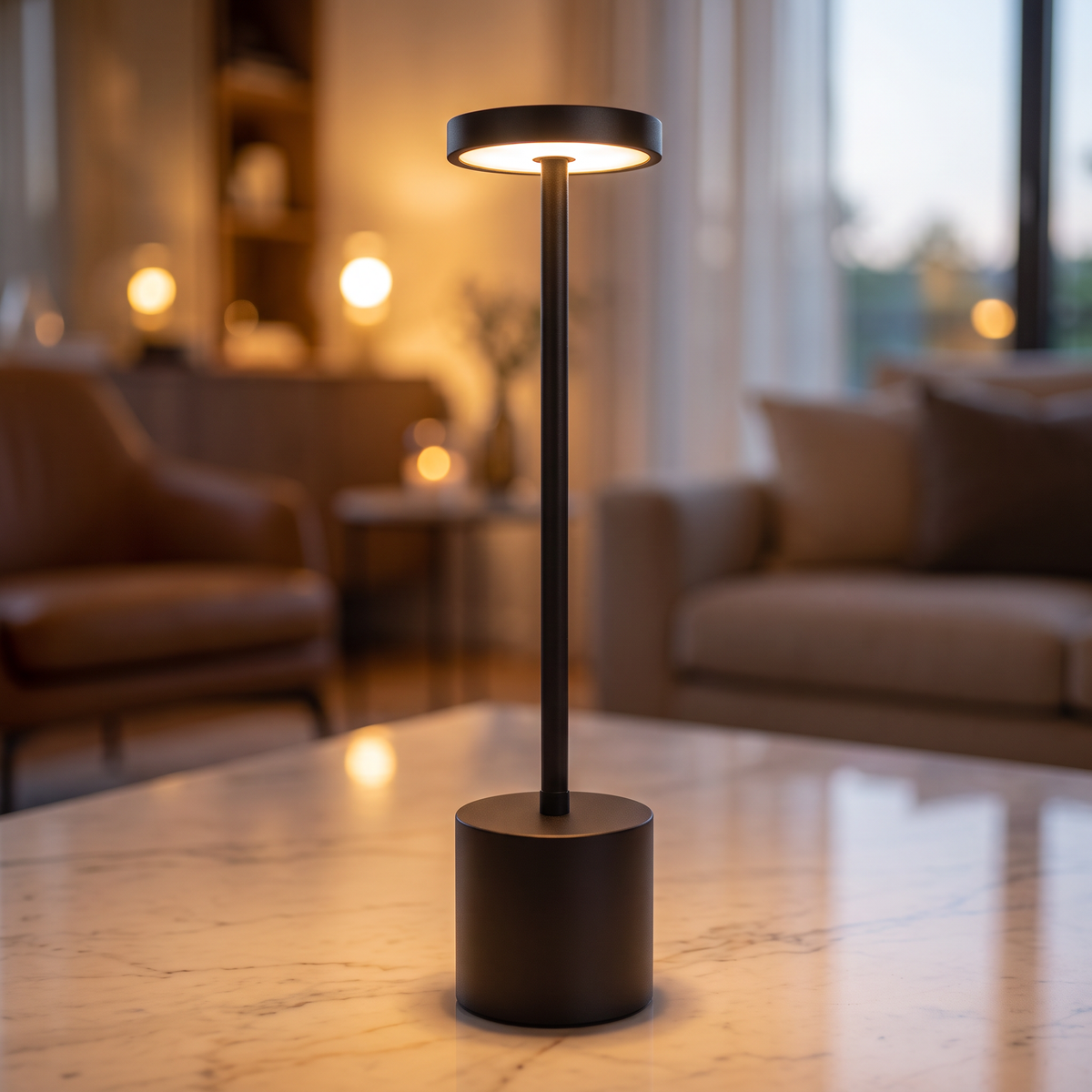 The Flair Store™ Round Stand LED Metal Table Lamp with Touch Control | Rechargeable Wireless Desk Lamp